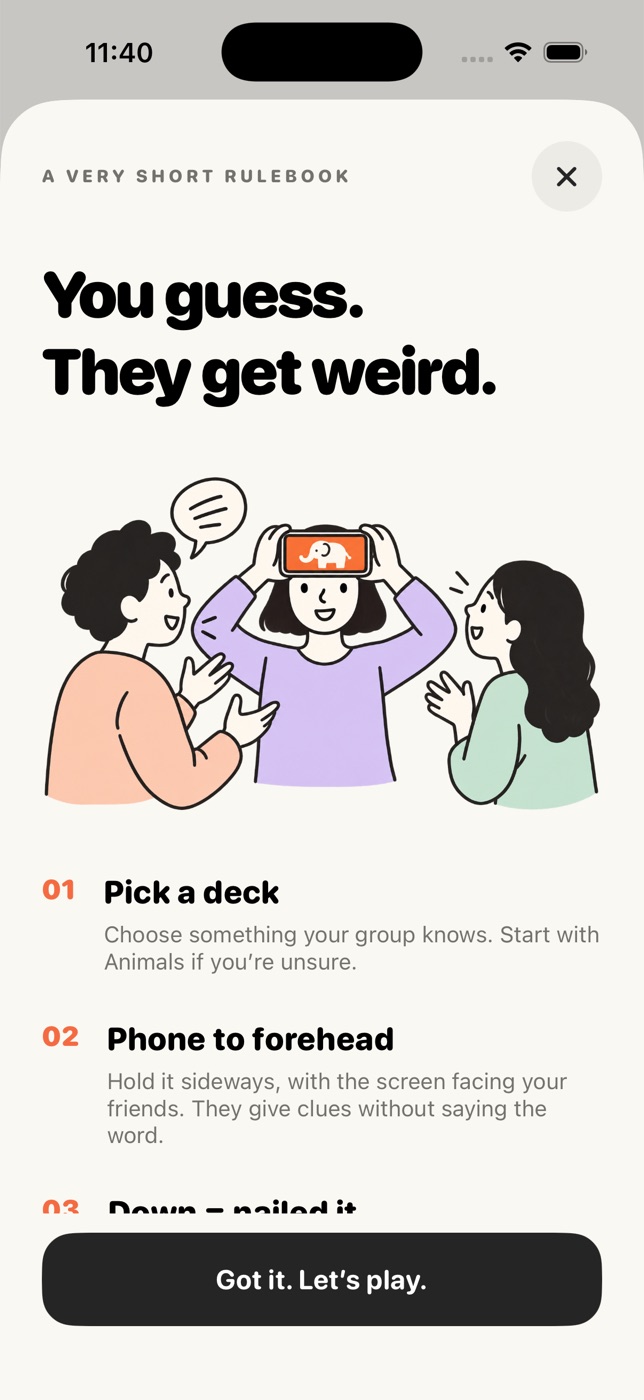 Guess Out Loud rulebook screen